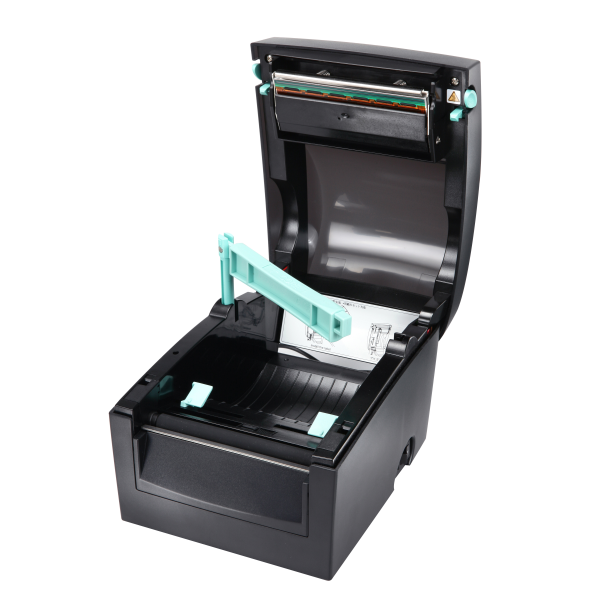 GoDEX DT2x – otwarta obudowa i komora materiału