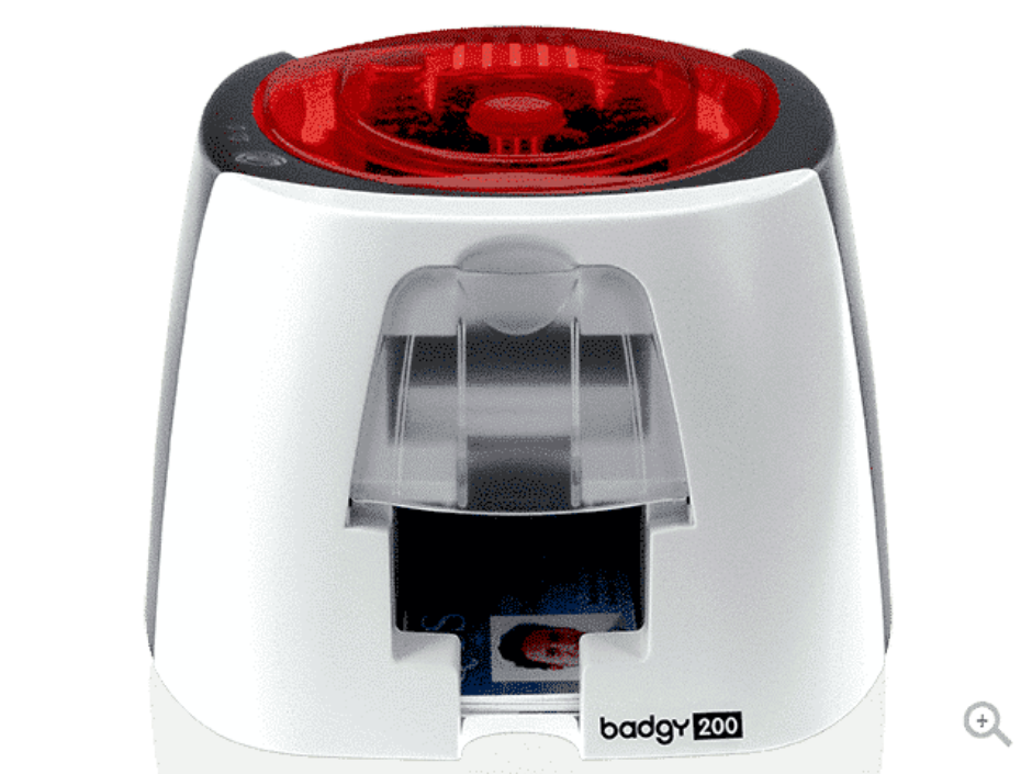 Evolis Badgy200 – widok z przodu, szczelina wyjścia karty